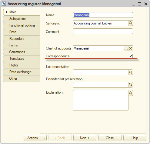 1C:Enterprise 8 - Accounting register