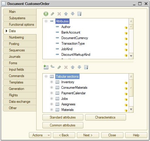 1C:Enterprise 8 - Configuration object editing window