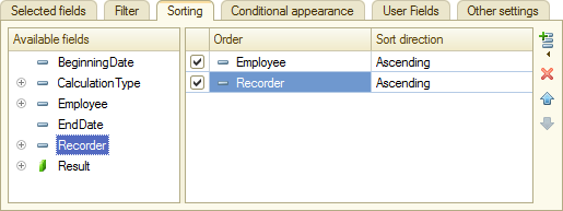 Lesson 18 (3:40). Using calculation registers / Employee accruals report / In Designer mode / Settings